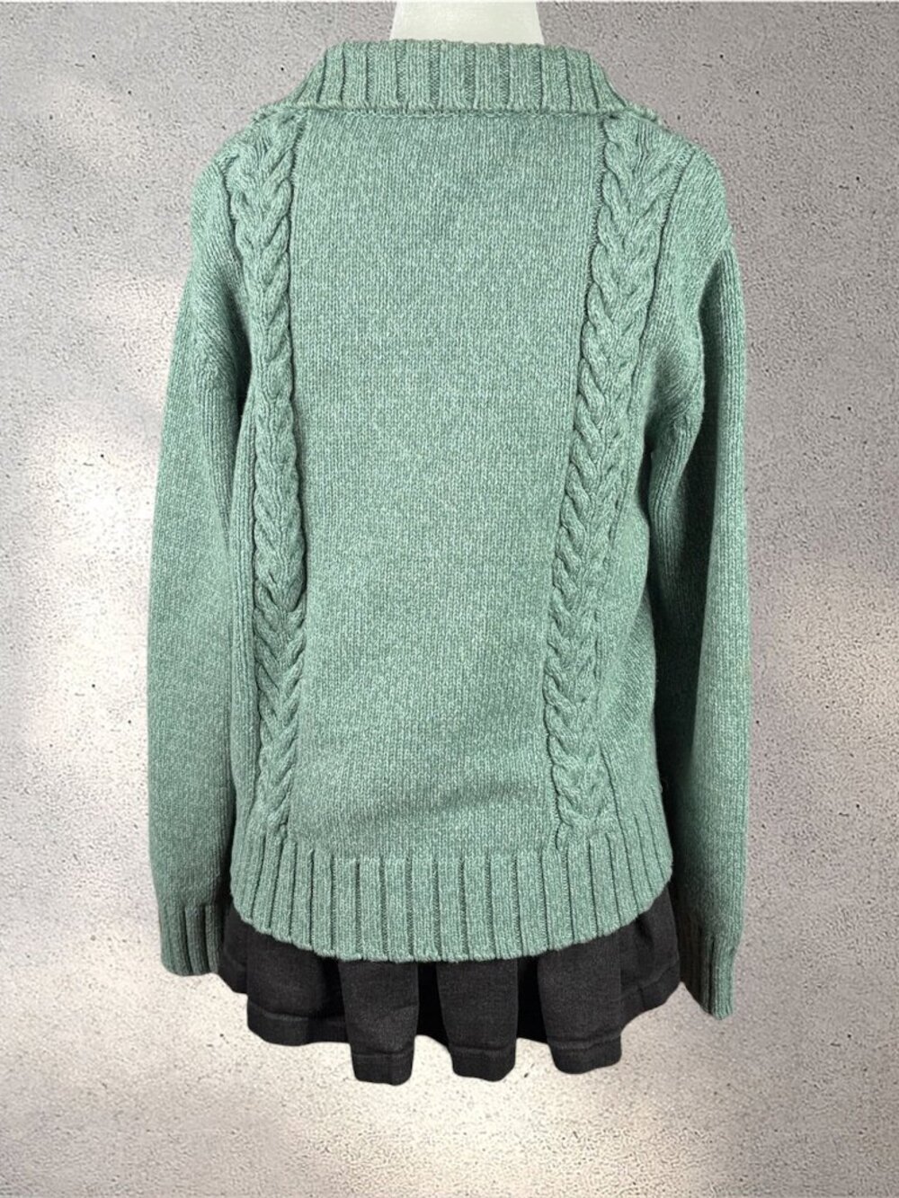 VTG Cabela's Cable Knit Full-Zip Cardigan Women's L Teal Cozy Grandpa Cabincore - Picture 2 of 7